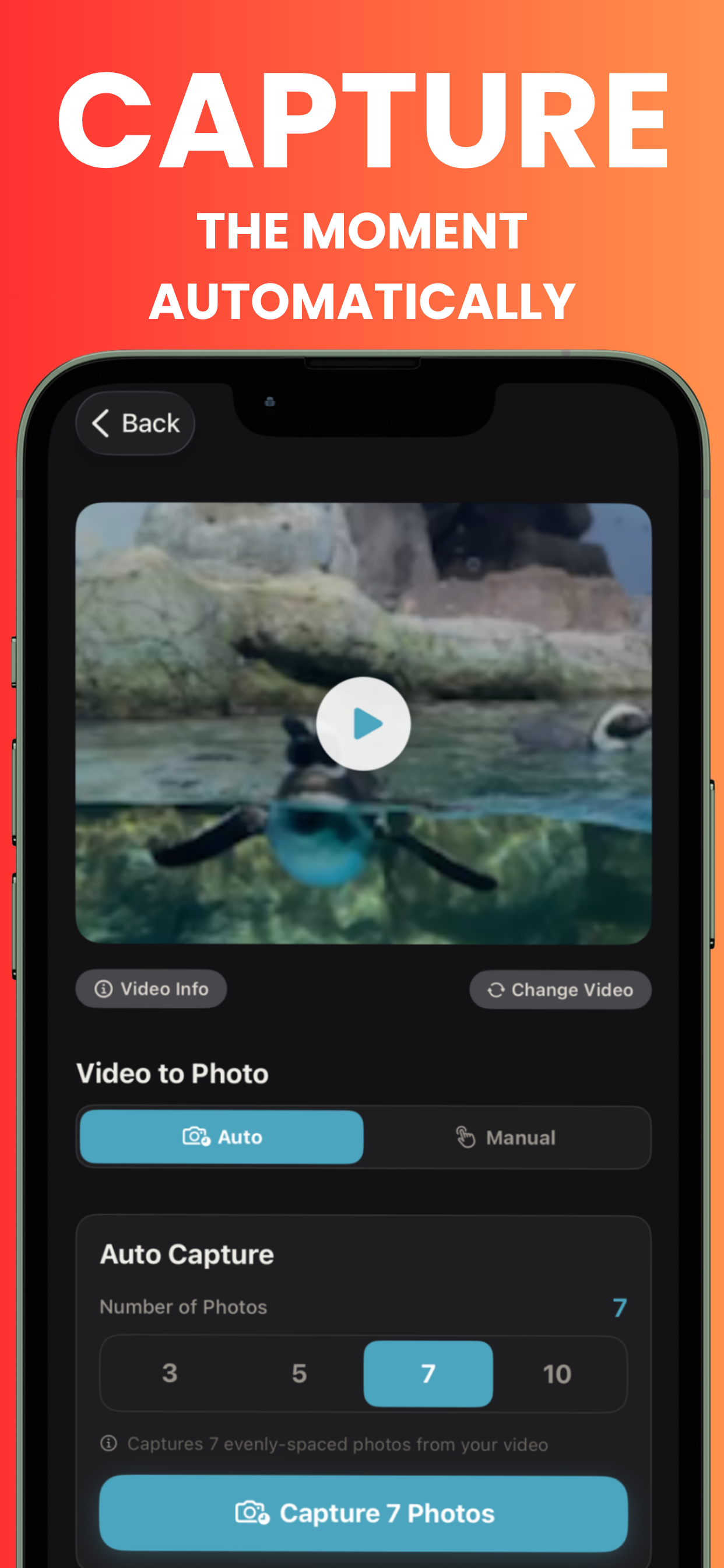 Auto-capturing evenly spaced photos from a video on iPhone