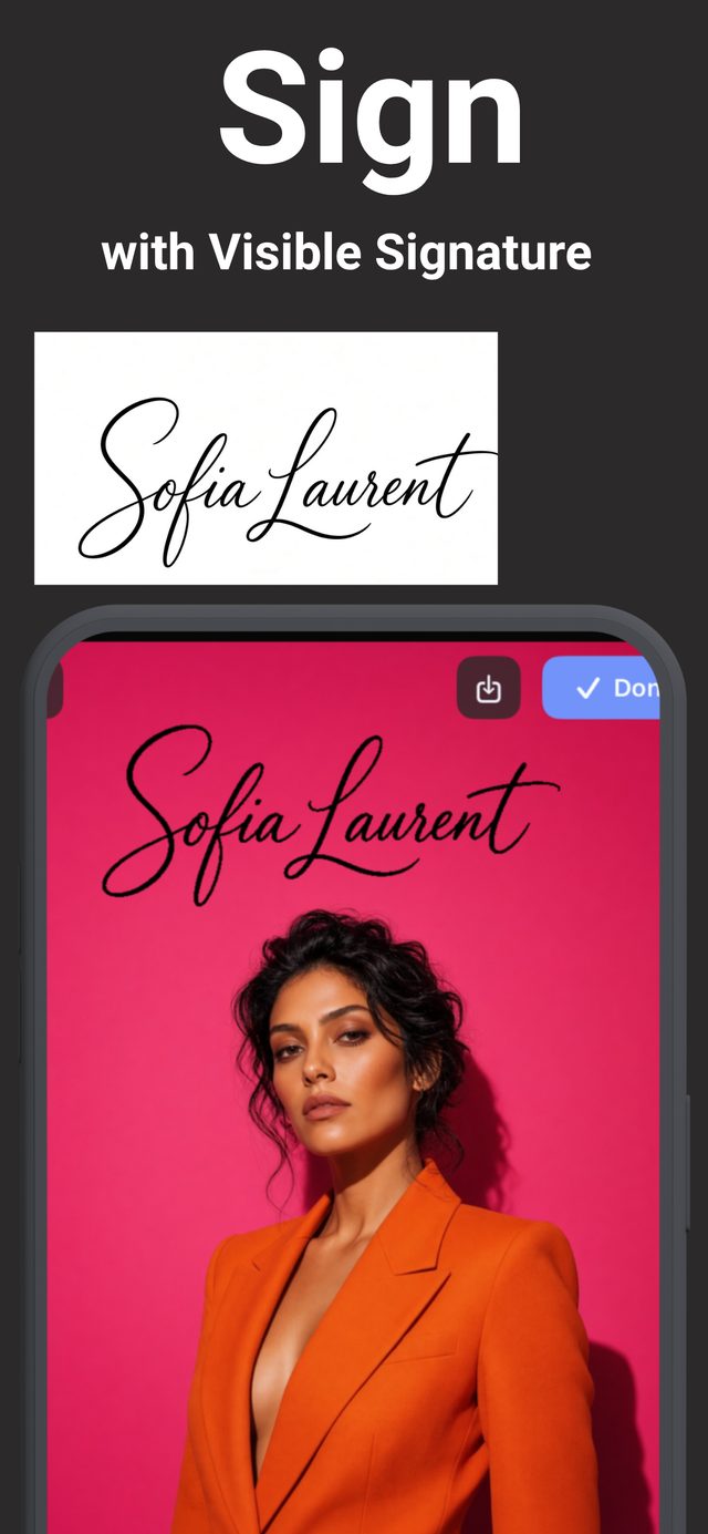 Placing a handwritten signature watermark on a portrait photo